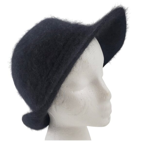 Vintage Black Rabbit hair Wool Fluffy Bucket Hat - Picture 3 of 8